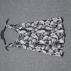 Women's One Piece Swim Suit Size 8 Beach Belle, Black & White Floral Long Skirt
